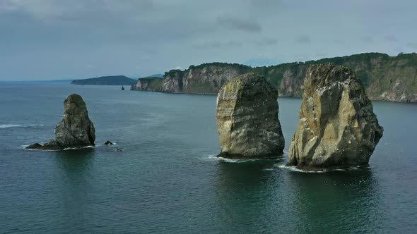 Three Brother Rocks in Avacha Bay alt