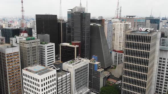 Avenue Paulista Sao Paulo, Brazil (Aerial View, Panorama, Drone Footage)