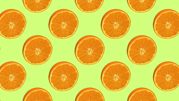 Pattern with Fruit Oranges Animation on Background Minimal Animation