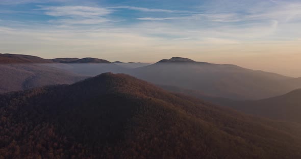 Aerial hyperlapse of Big Tom Mountain at dawn, Syria, VA alt