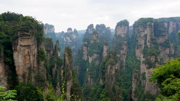 Column Mountains Of Zhangjiajie Forest Park With Stone Pillars Rock Formations alt
