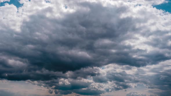 Timelapse of Gray Cumulus Clouds Moves in Blue Dramatic Sky Cirrus Cloud Space alt
