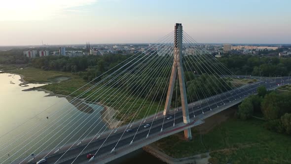 Aerial view of Holy Cross Bridge, Warsaw alt