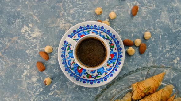 Turkish Coffee and Baklava on the Table alt
