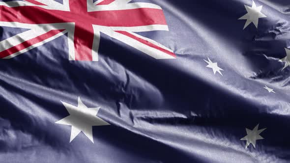 Australia textile flag waving on the wind. 10 seconds loop.  alt
