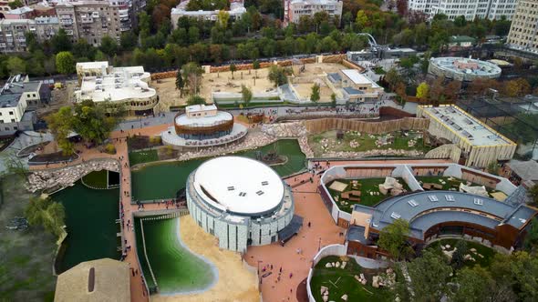 Autumn Kharkiv city zoo park greenery aerial view