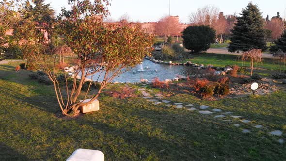 4K Fountain of water in a public park of Istanbul city