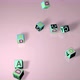 Falling colorful 3d cubes with attached English alphabet on the cube - VideoHive Item for Sale