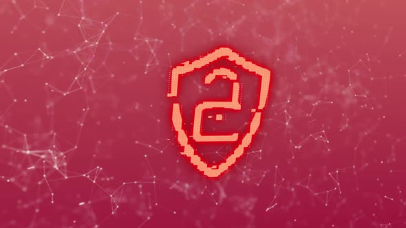 Animation of digital computer interface online security red glowing padlock icon with plexus  alt