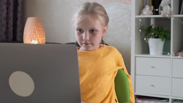 Schoolgirl Girl with Laptop