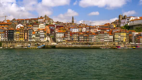 Day Timelapse of Porto Oldest District Ribeira Douro River Portugal