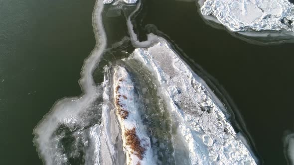 Aerial View Of Frozen River