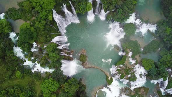 Aerial view, panorama view of beautiful waterfall alt