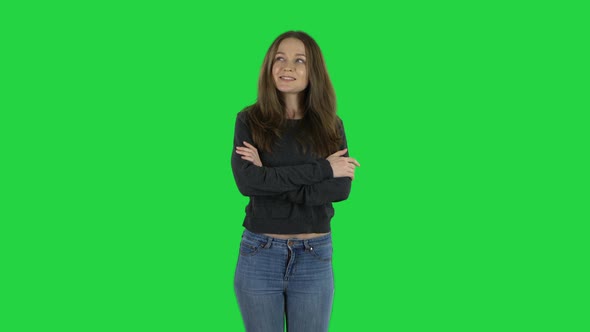 European Young Woman with Brown Hair Is Thinking About Something, and Then an Idea Coming To Her on alt