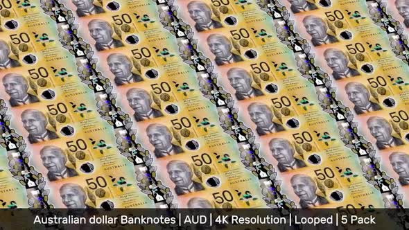 Australia Banknotes Money / Australian dollar / Currency $ / AUD/ | 5 Pack | - 4K alt