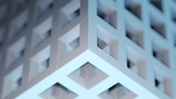 3D Abstract Gray-blue Cubic Puzzle Background Loop alt
