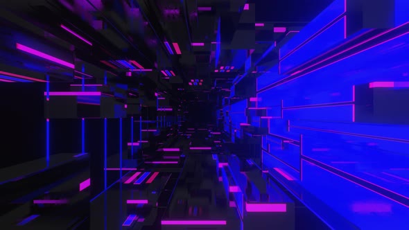 Fly Through Mirror Designs Form Tunnel Technology Cyberspace with Neon Glow alt