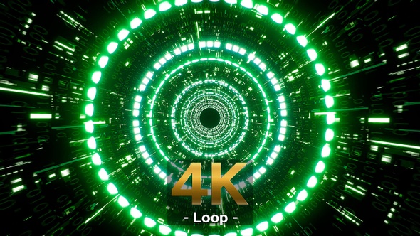Blinking Circle Light Matrix Tunnel 4K alt