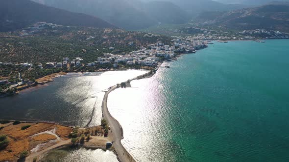 Aerial View of Elouda, Island Crete, Greece