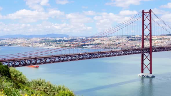 4K timelapse of 25 de Abril (April) Bridge in Lisbon - Portugal - UHD