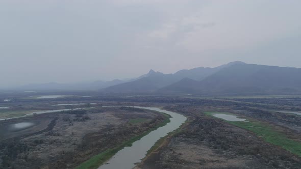 Aerial view of isolated spot of Serra do Amolar in Pantanal devastated by fire alt