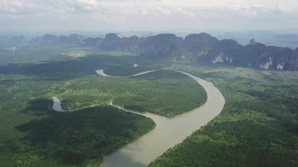Aerial View of Phang Nga Bay Mangrove, Thailand alt