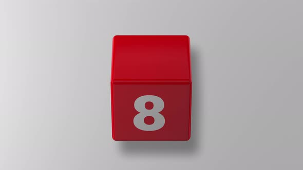 Countdown 10 seconds. Red cube.
