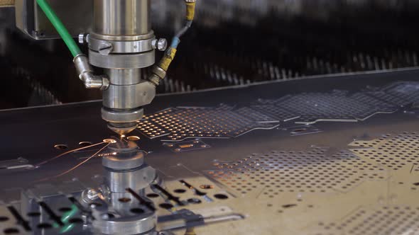 Modern machine laser metal sheet cnc cutting steel plate. High precision cutting machine metal plate