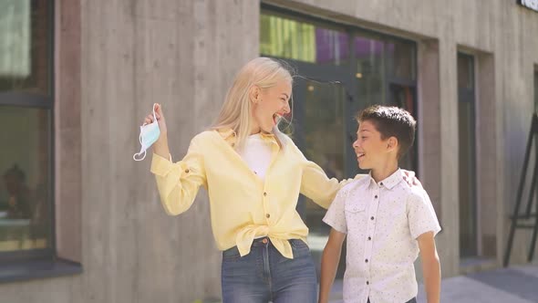 Happy Family Feel Free and Healthy After Coronavirus Quarantine. alt