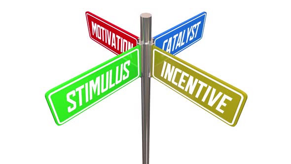 Stimulus Incentive Motivation Street Signs Economic Boost Looping 3d Animation alt