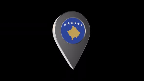 3d Animation Map Navigation Pointer With Kosovo Flag With Alpha Channel - 2K alt