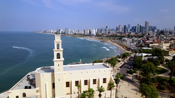 Modern City with Skyscrapers and the Old City