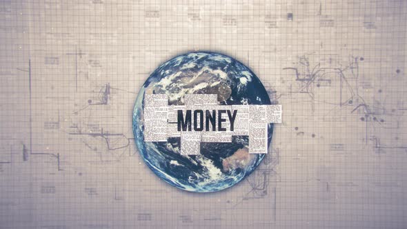 Money Text Animation with Earth Background