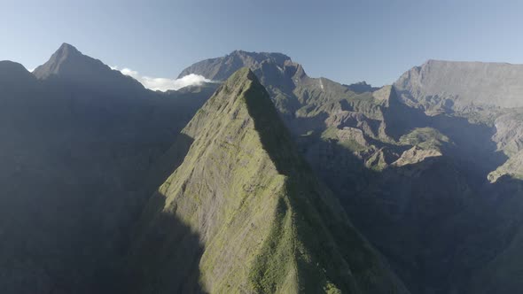 Aerial view of a landscape mountain, Saint Denis, Reunion. alt
