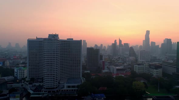 Bangkok Thailand Aerial City View Drone Footage over the City. alt
