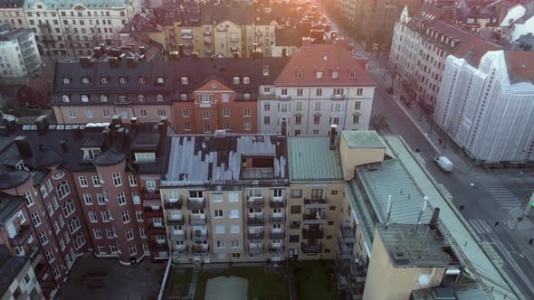 Aerial View of Stockholm City Buildings at Sunrise