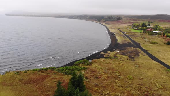 Aerial View of a Lake House Iceland alt