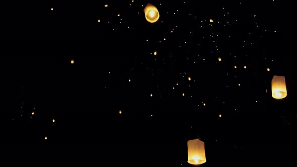 Chiang Mai Thailand White Lantern in the Sky for the Loi Krathong or Yee Peng Festival alt