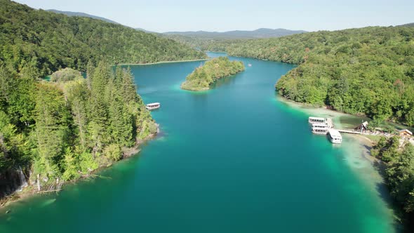 Aerial View of the Plitvice Lakes in the National Park of Croatia Clean Nature alt
