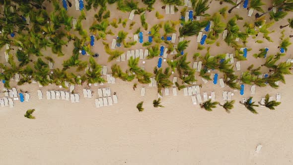 Resort Beach Empty with Deckchair on Coastline