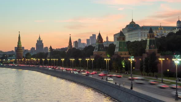 Moscow Kremlin sunset view from Moscow river