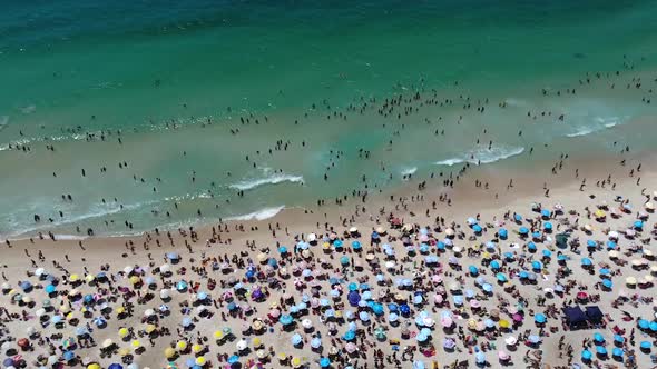 Copacabana Beach, Atlantic Ocean (Rio De Janeiro, Brazil) Aerial View, Panorama, Drone Footage