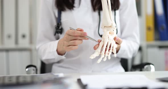 Orthopedic Doctor Examines Artificial Ankle, Stock Footage | VideoHive