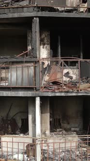 Vertical Video of a Burnt and Destroyed House in Kyiv Ukraine alt