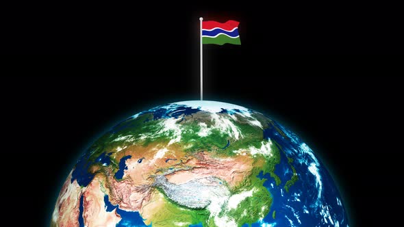 Gambia Flying Flag On The 3d Rotated Planet Earth alt