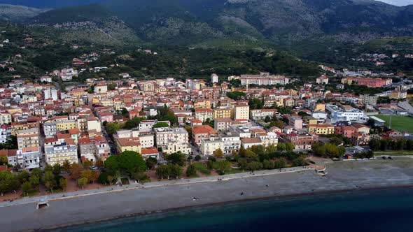 Sapri in Italy  a Beautiful Village at the Italian West Coast in the Region of Salerno  Aerial View alt
