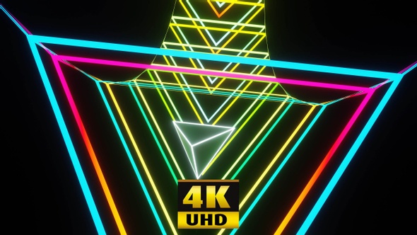 Pyramid Flight Through The Neon Tunnel 4K alt