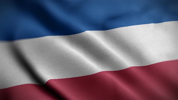 Serbia And Montenegro Flag Closeup Blowing In Wind alt