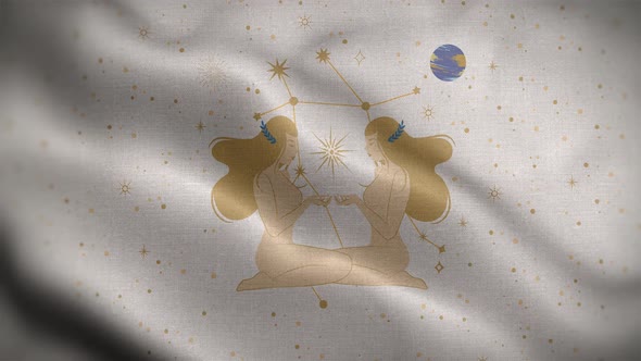 Gemini Zodiac Horoscope Flag Loop Background 4K