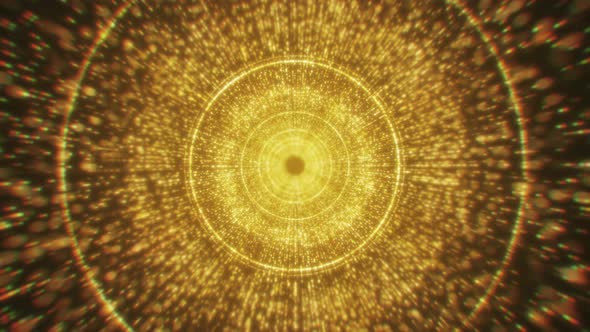 Modern Gold Particle Abstract Circle Tunnel Looping Background